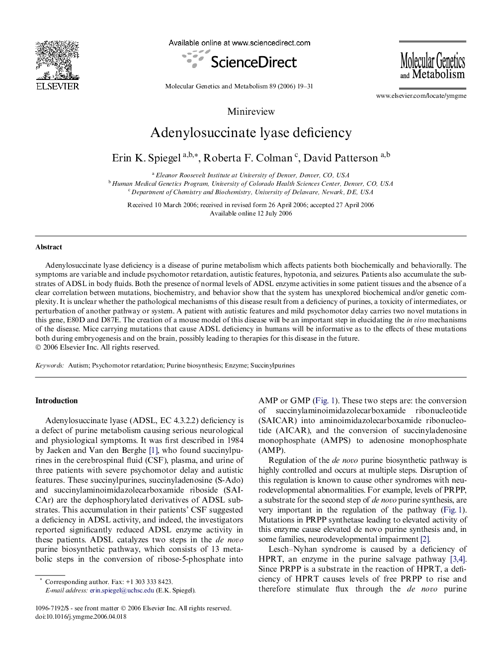 Adenylosuccinate lyase deficiency