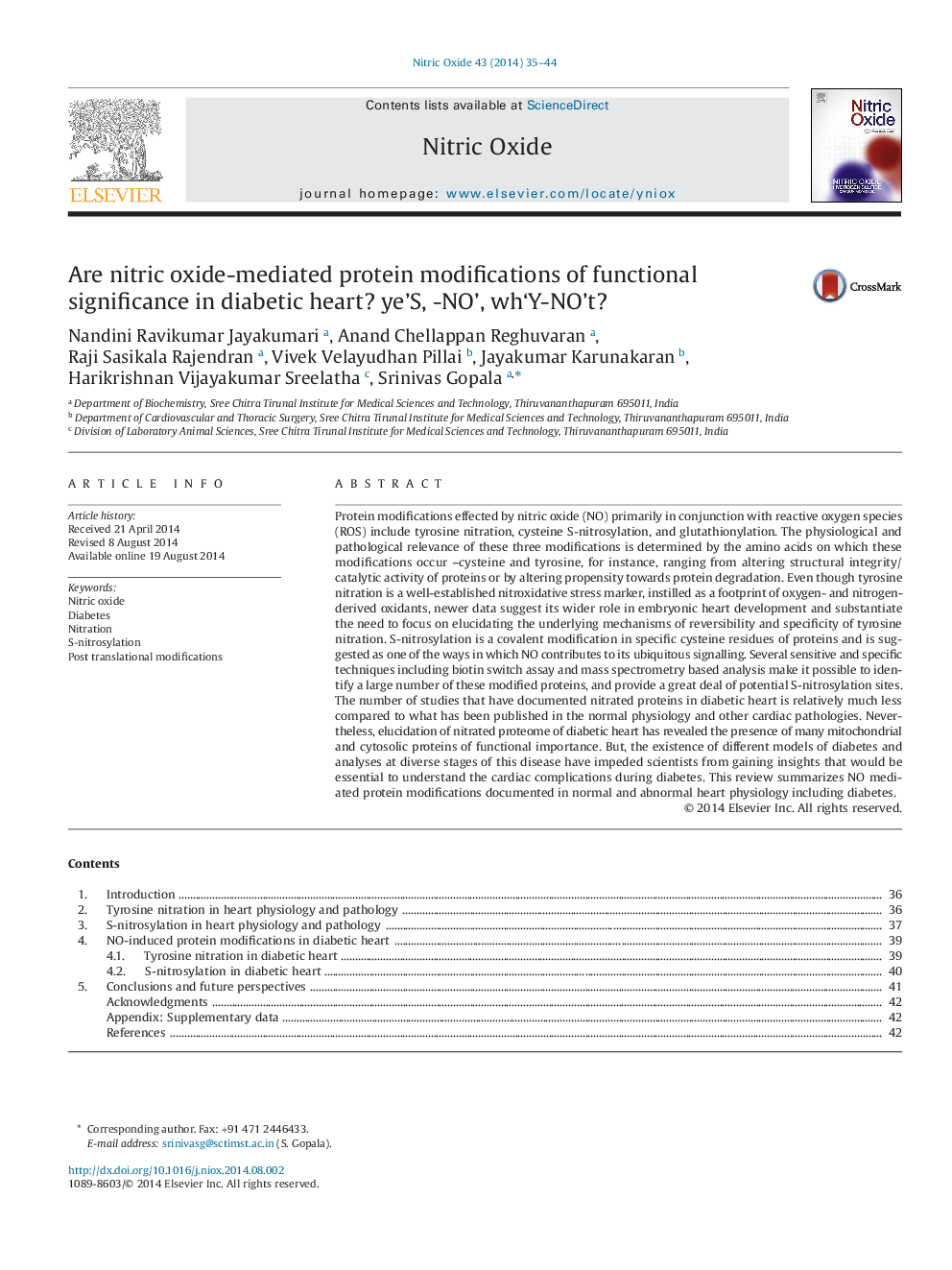 Are nitric oxide-mediated protein modifications of functional significance in diabetic heart? ye'S, -NO’, wh‘Y-NO’t?