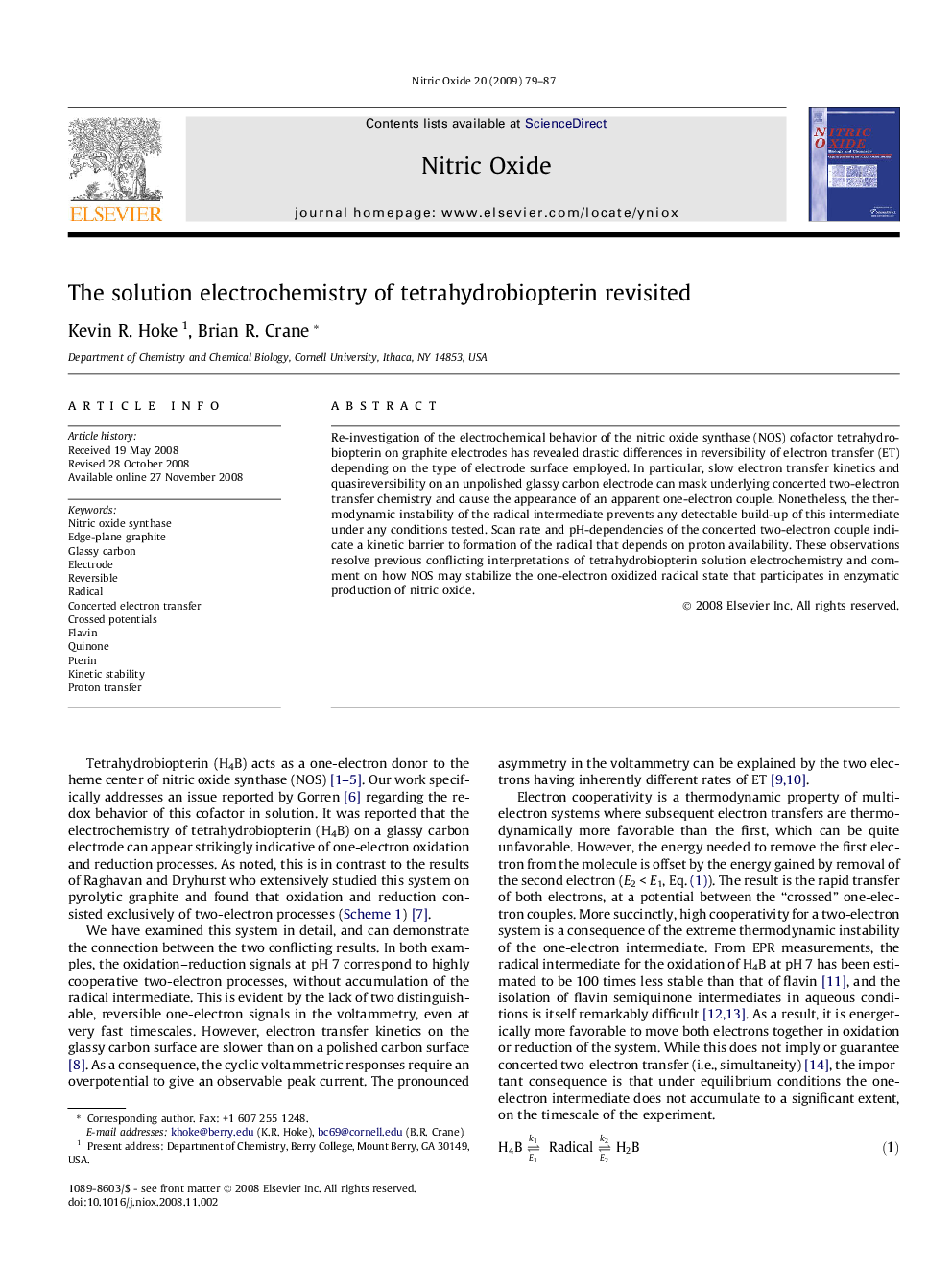 The solution electrochemistry of tetrahydrobiopterin revisited