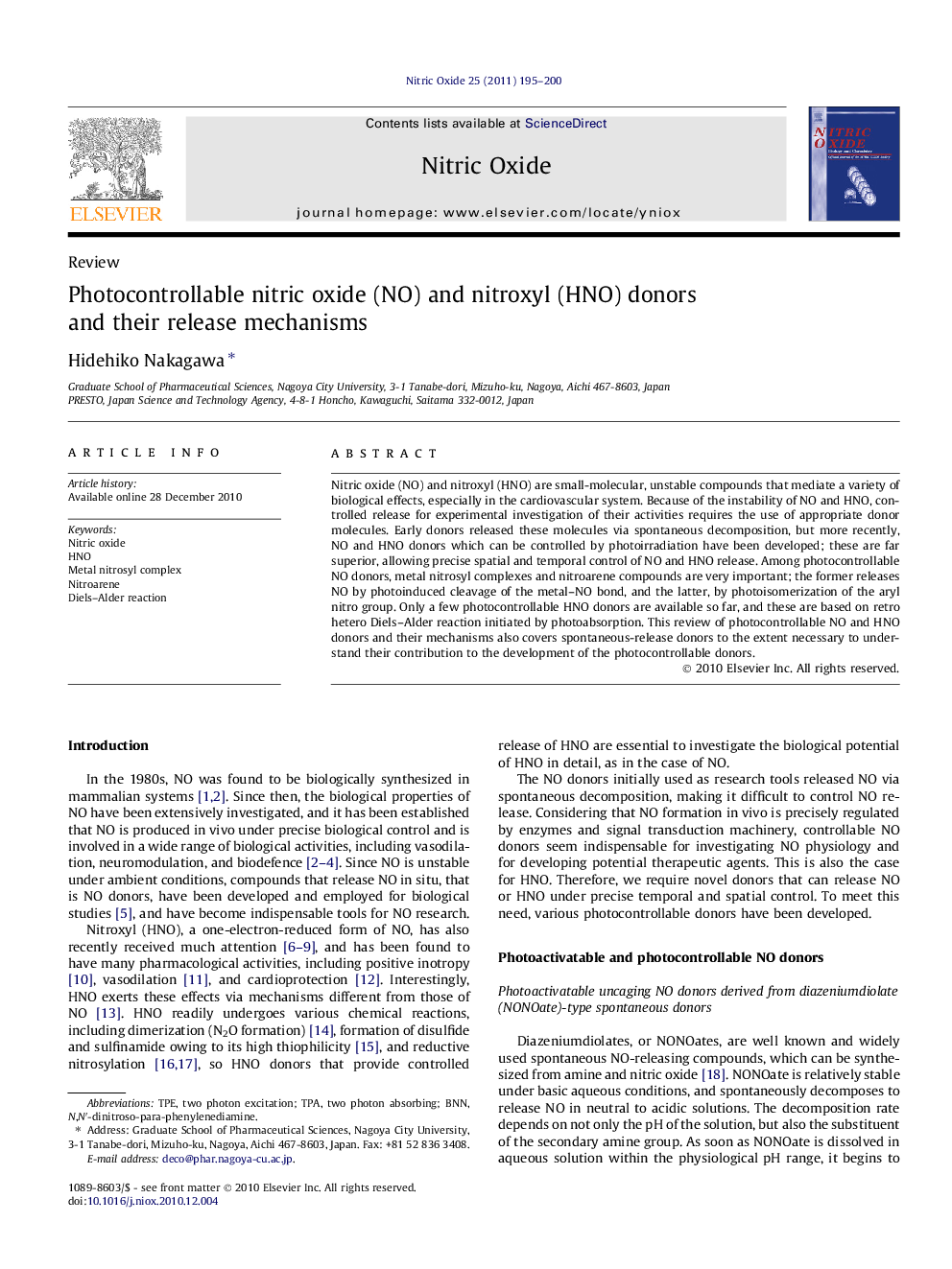 Photocontrollable nitric oxide (NO) and nitroxyl (HNO) donors and their release mechanisms