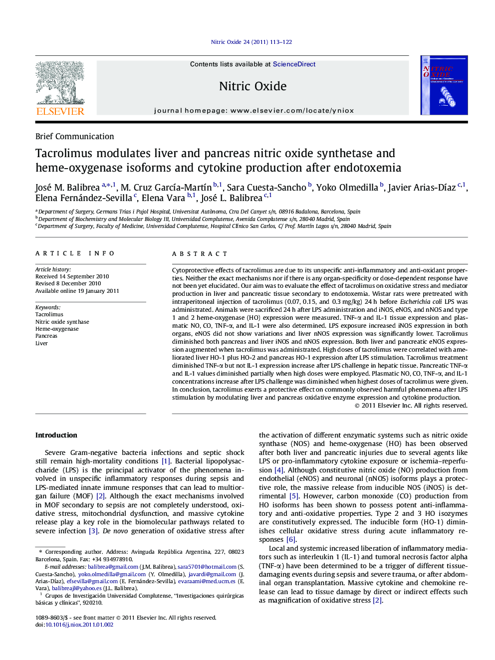 Tacrolimus modulates liver and pancreas nitric oxide synthetase and heme-oxygenase isoforms and cytokine production after endotoxemia