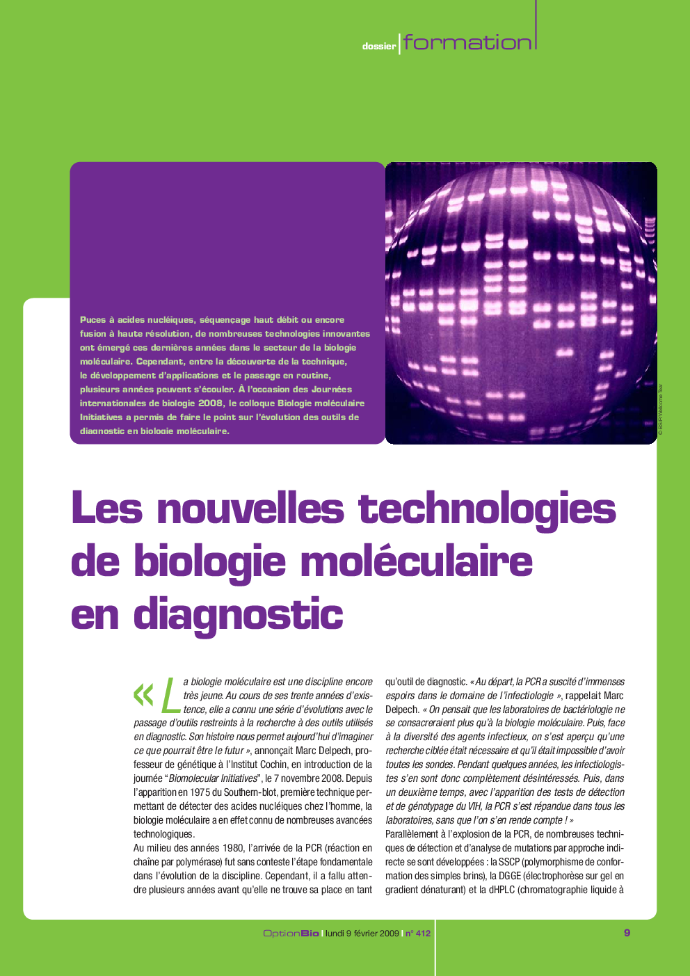 عکس صفحه اول مقاله: Les nouvelles technologies de biologie moléculaire en diagnostic Les nouvelles technologies de biologie moléculaire en diagnostic