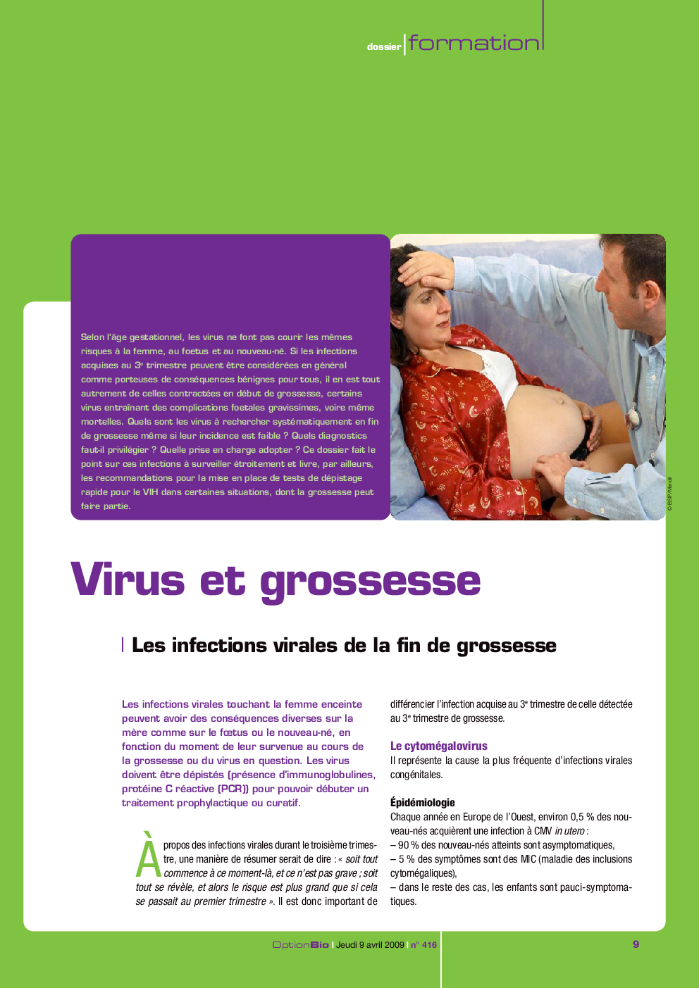 عکس صفحه اول مقاله: Les infections virales de la fin de grossesse Les infections virales de la fin de grossesse