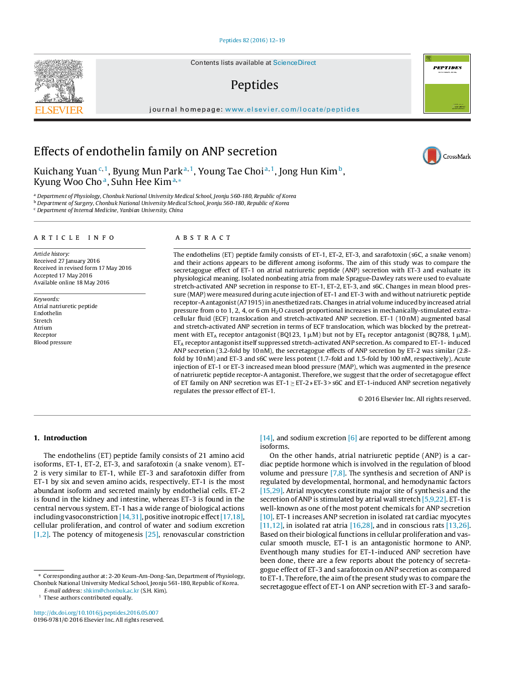 Effects of endothelin family on ANP secretion