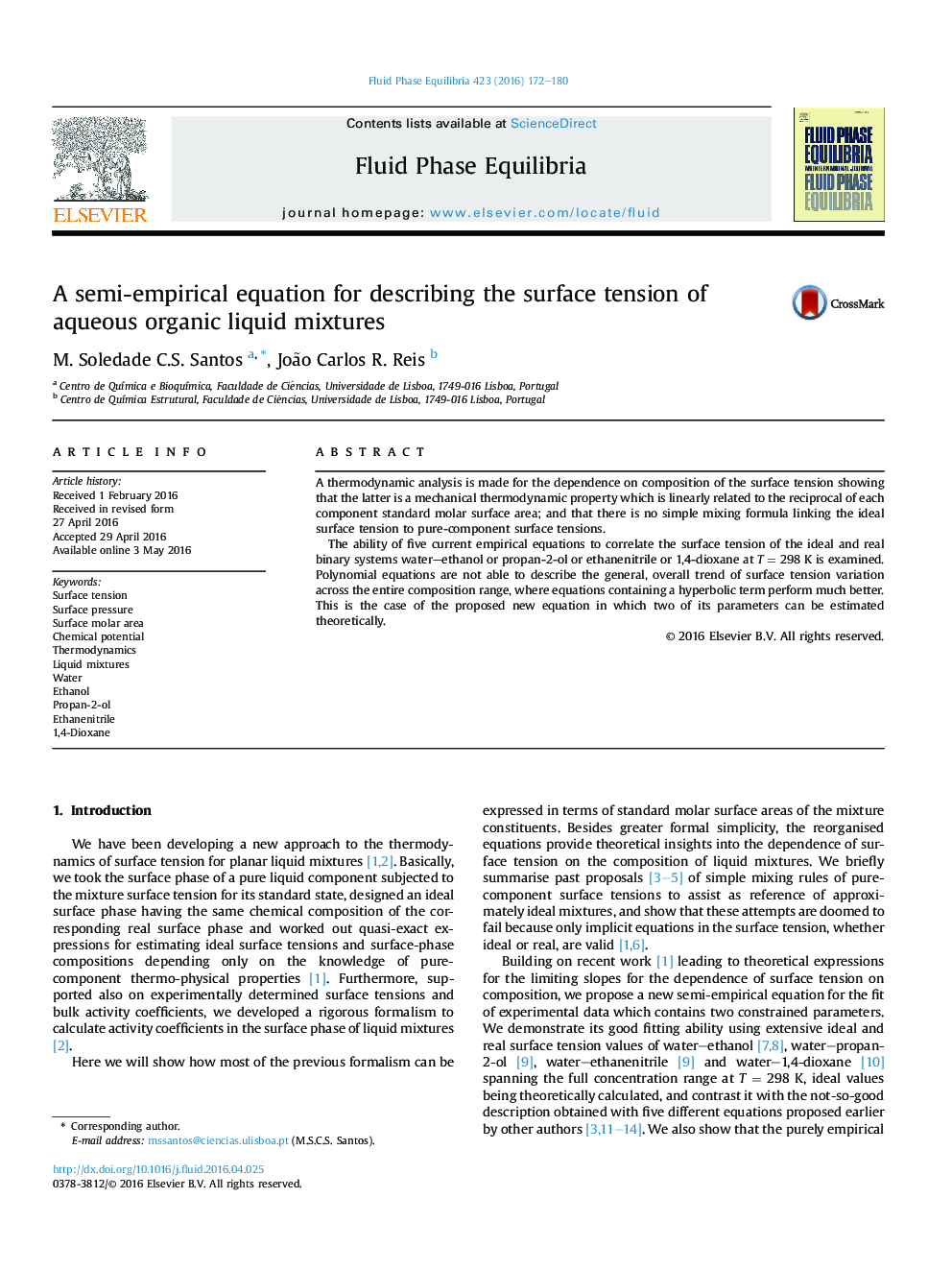 A semi-empirical equation for describing the surface tension of aqueous organic liquid mixtures