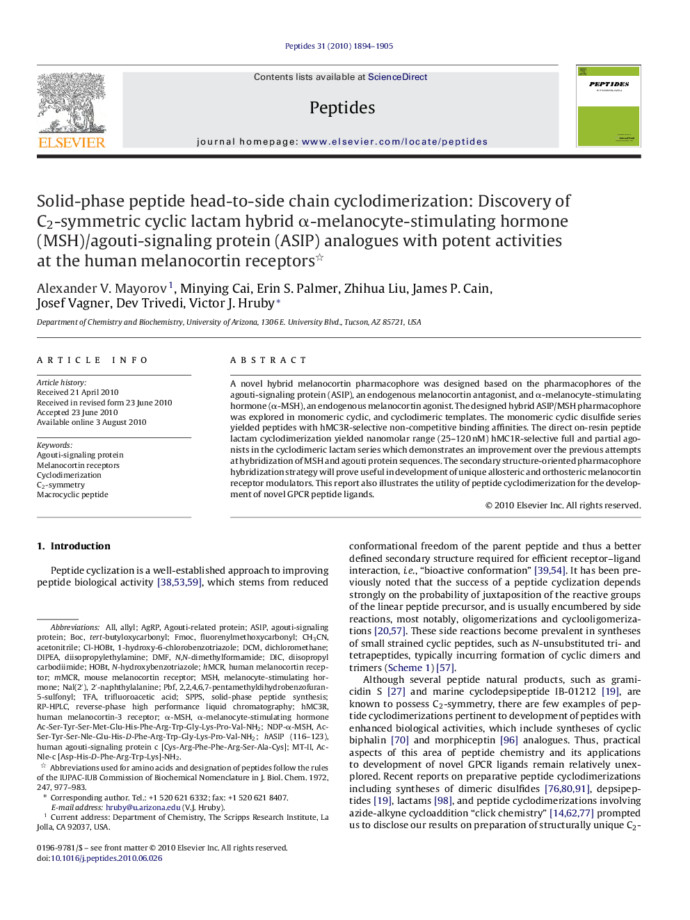 Solid-phase peptide head-to-side chain cyclodimerization: Discovery of C2-symmetric cyclic lactam hybrid Î±-melanocyte-stimulating hormone (MSH)/agouti-signaling protein (ASIP) analogues with potent activities at the human melanocortin receptors