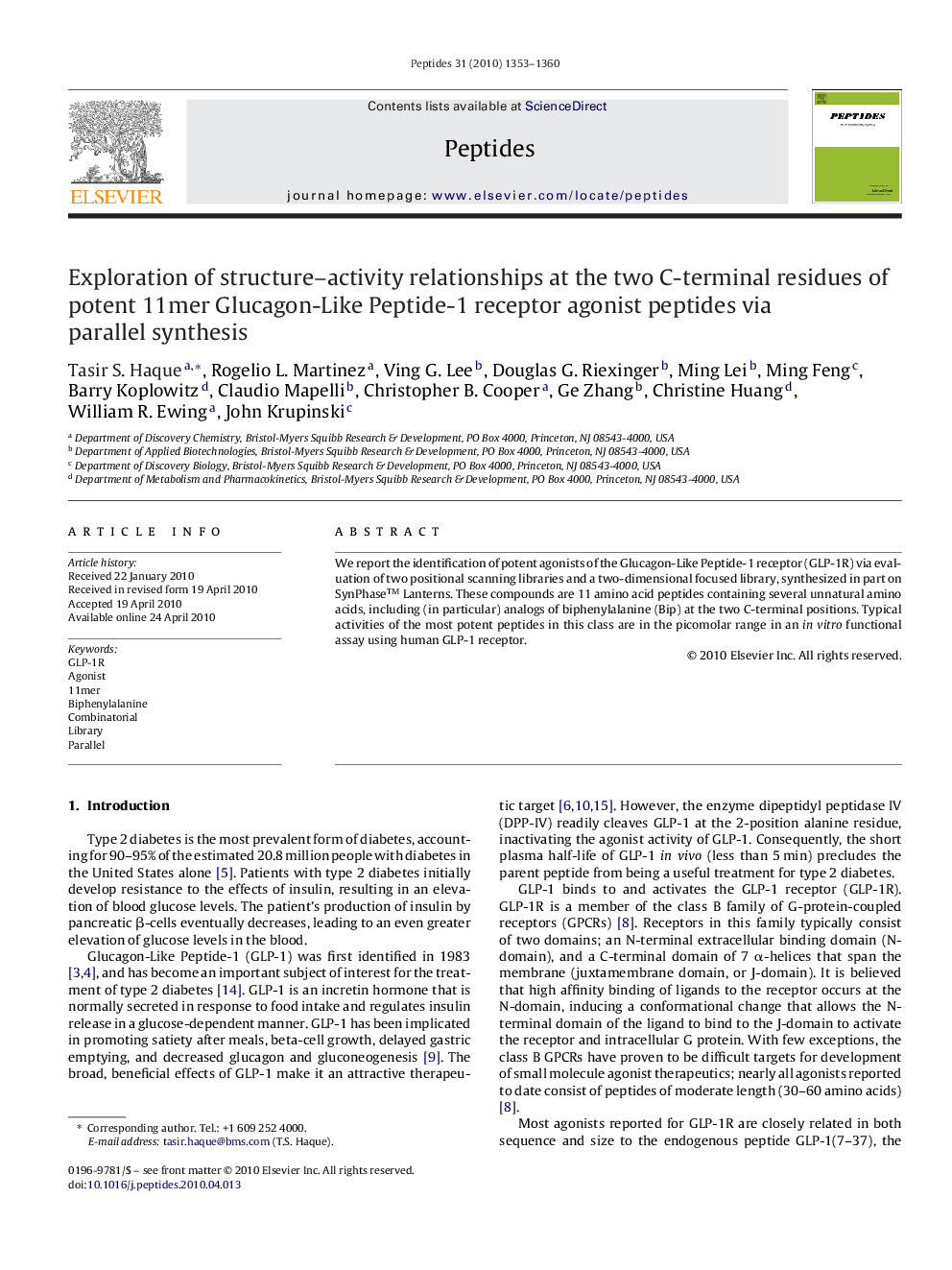 Exploration of structure–activity relationships at the two C-terminal residues of potent 11mer Glucagon-Like Peptide-1 receptor agonist peptides via parallel synthesis