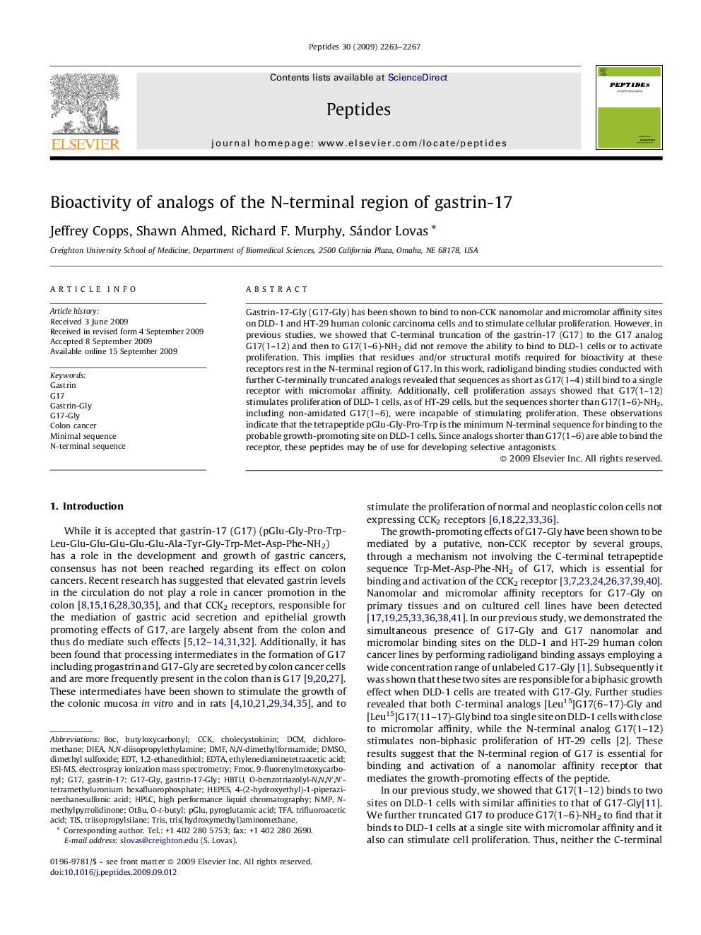 Bioactivity of analogs of the N-terminal region of gastrin-17