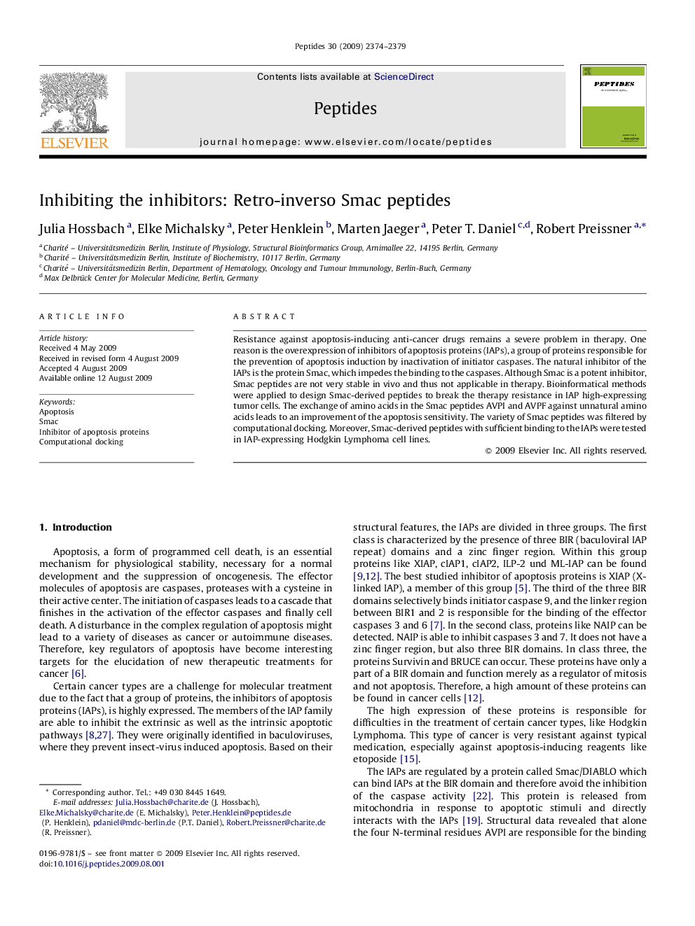 Inhibiting the inhibitors: Retro-inverso Smac peptides