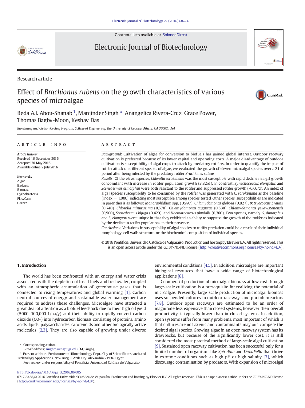 Effect of Brachionus rubens on the growth characteristics of various species of microalgae