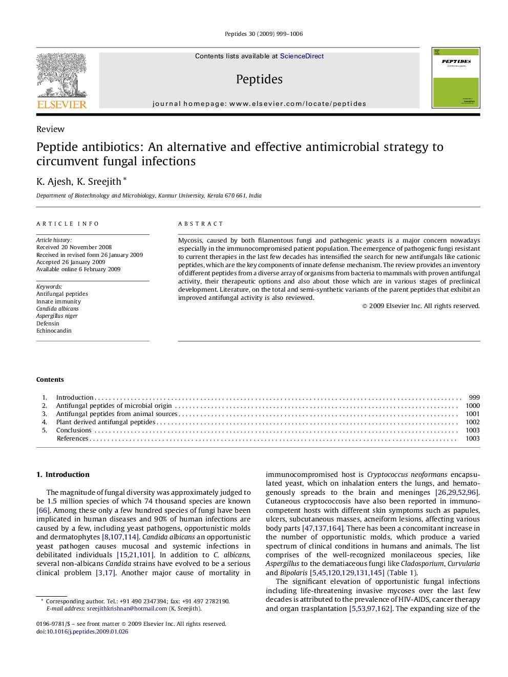 Peptide antibiotics: An alternative and effective antimicrobial strategy to circumvent fungal infections