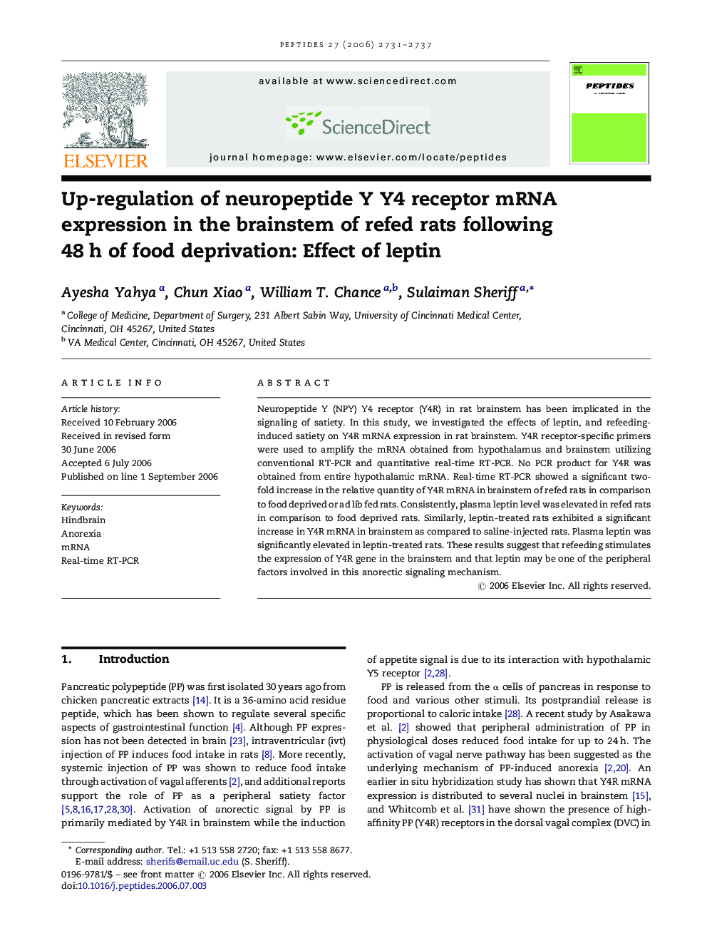 Up-regulation of neuropeptide Y Y4 receptor mRNA expression in the brainstem of refed rats following 48 h of food deprivation: Effect of leptin