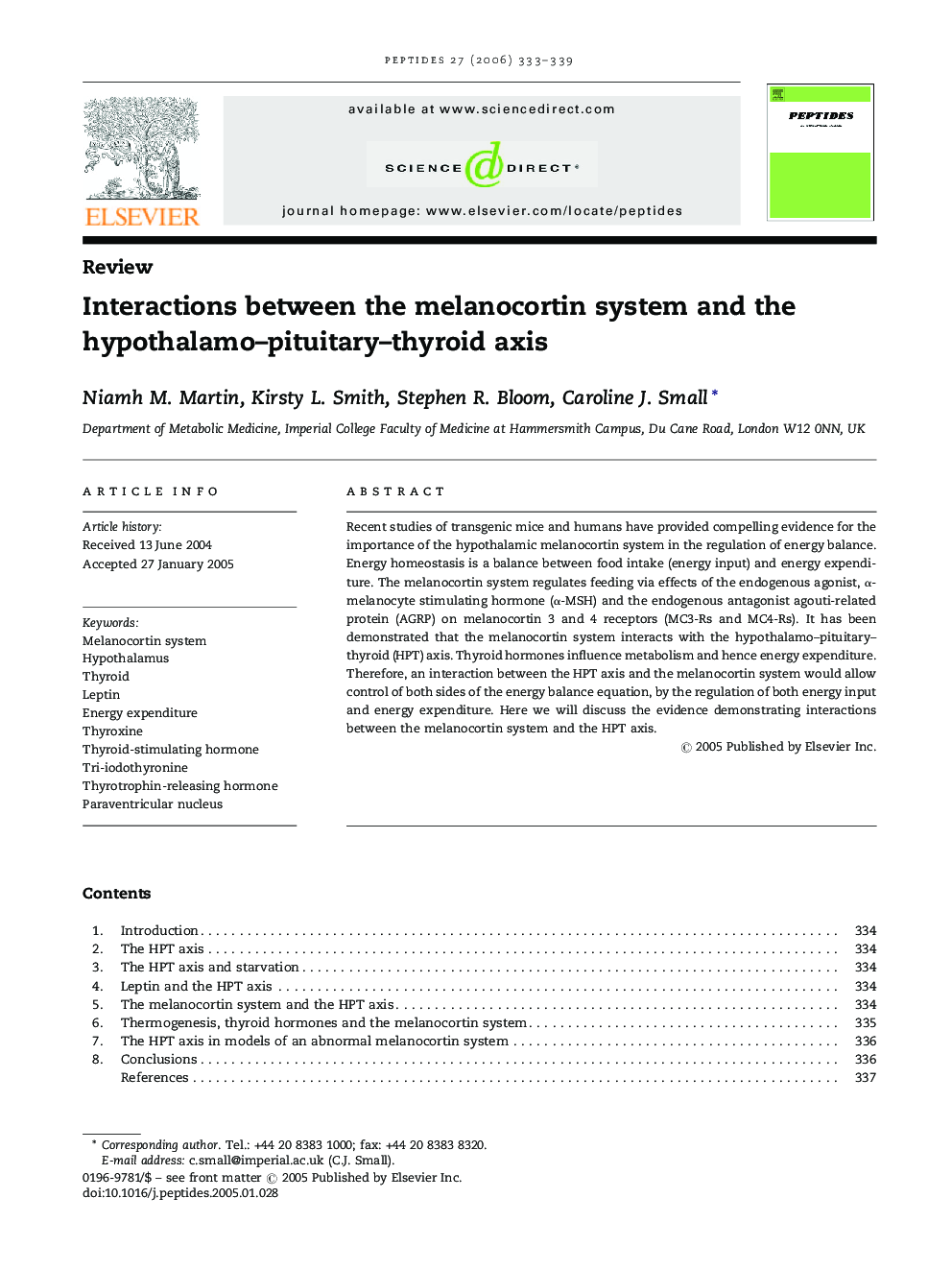 Interactions between the melanocortin system and the hypothalamo–pituitary–thyroid axis