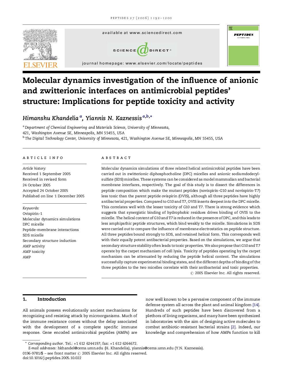 Molecular dynamics investigation of the influence of anionic and zwitterionic interfaces on antimicrobial peptides’ structure: Implications for peptide toxicity and activity