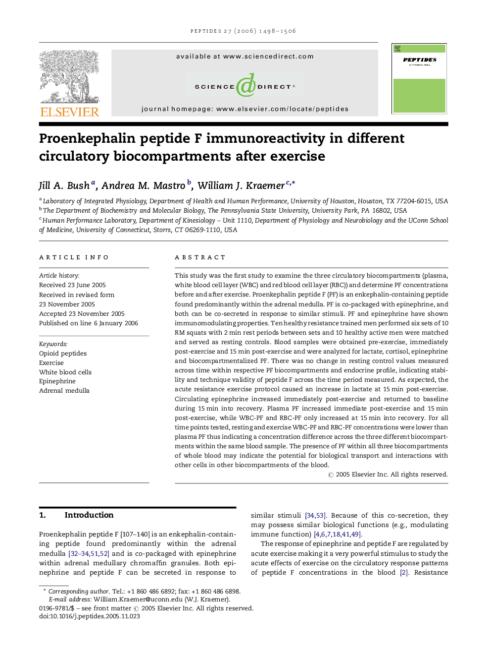 Proenkephalin peptide F immunoreactivity in different circulatory biocompartments after exercise