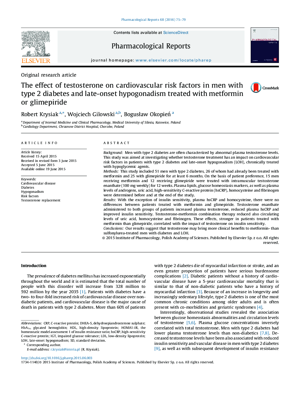 The effect of testosterone on cardiovascular risk factors in men with type 2 diabetes and late-onset hypogonadism treated with metformin or glimepiride