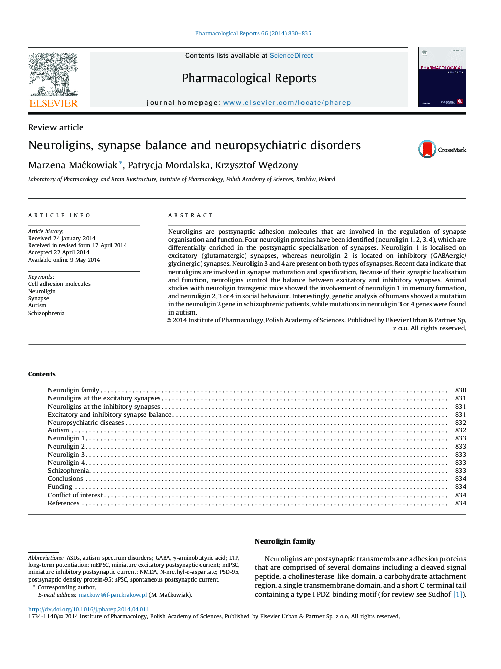 Neuroligins, synapse balance and neuropsychiatric disorders