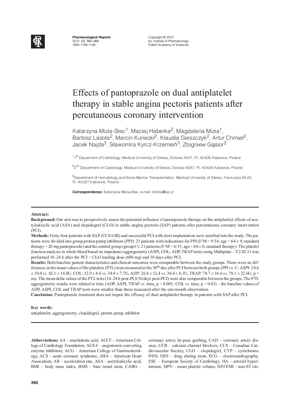 Effects of pantoprazole on dual antiplatelet therapy in stable angina pectoris patients after percutaneous coronary intervention