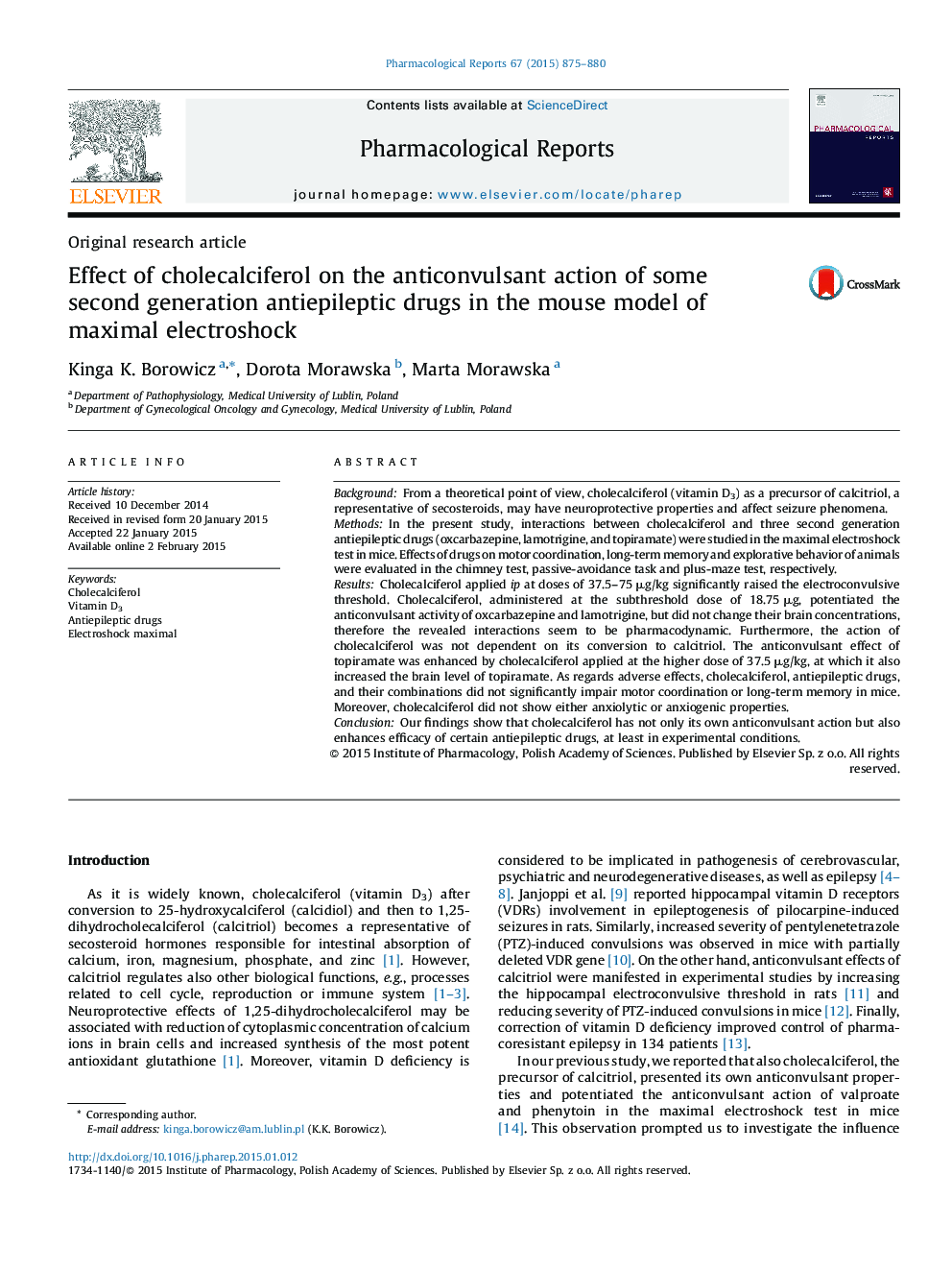 Effect of cholecalciferol on the anticonvulsant action of some second generation antiepileptic drugs in the mouse model of maximal electroshock