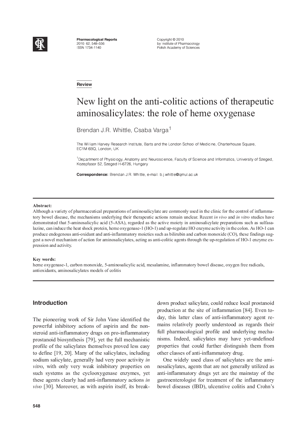 New light on the anti-colitic actions of therapeutic aminosalicylates: the role of heme oxygenase