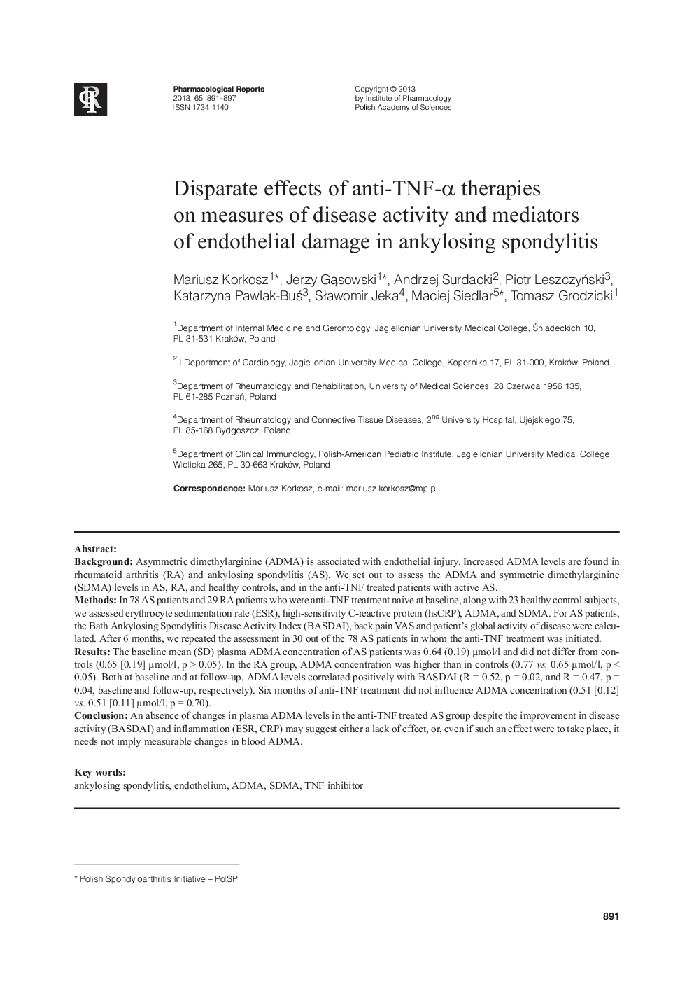 Disparate effects of anti-TNF-α therapies on measures of disease activity and mediators of endothelial damage in ankylosing spondylitis