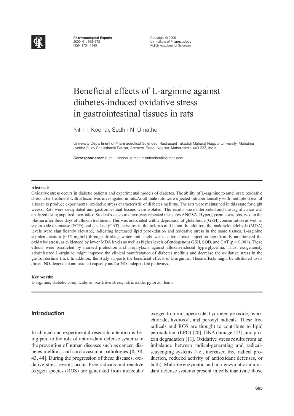 Beneficial effects of L-arginine against diabetes-induced oxidative stress in gastrointestinal tissues in rats