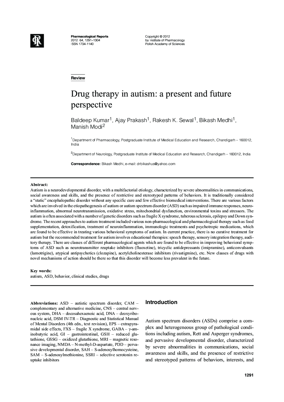 Drug therapy in autism: a present and future perspective