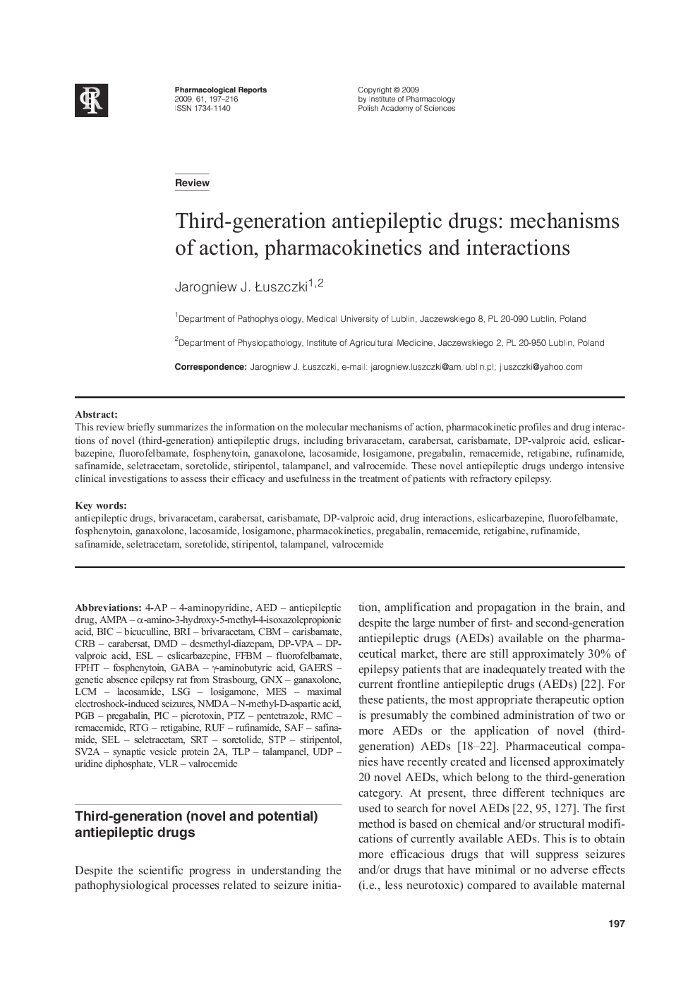 Third-generation antiepileptic drugs: mechanisms of action, pharmacokinetics and interactions