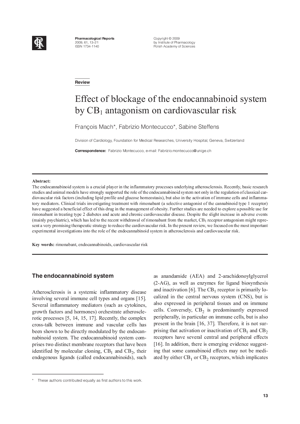 Effect of blockage of the endocannabinoid system by CB1 antagonism on cardiovascular risk