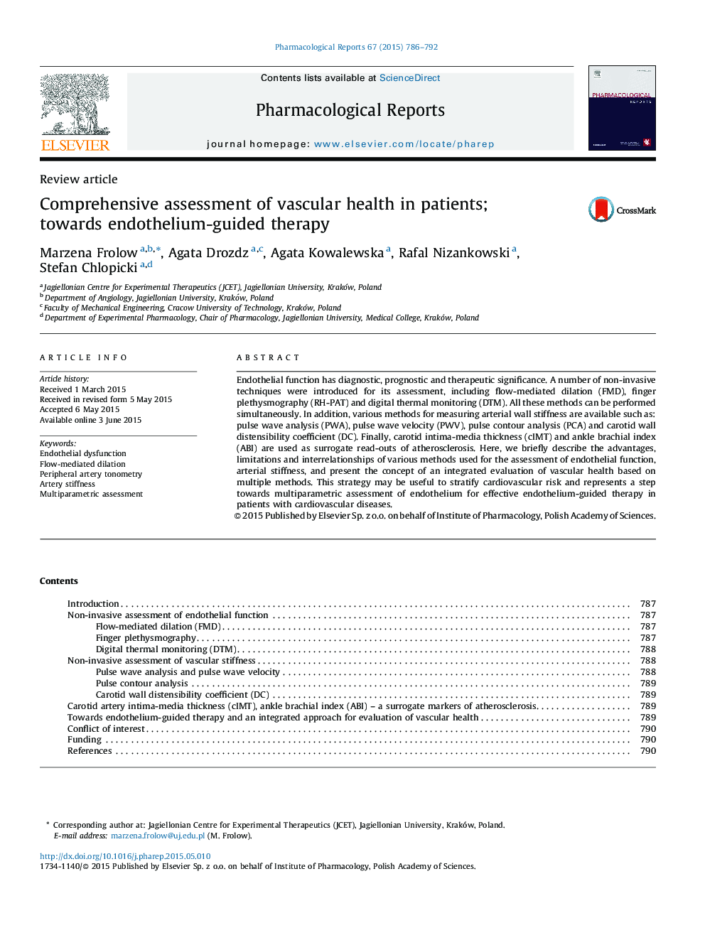 Comprehensive assessment of vascular health in patients; towards endothelium-guided therapy