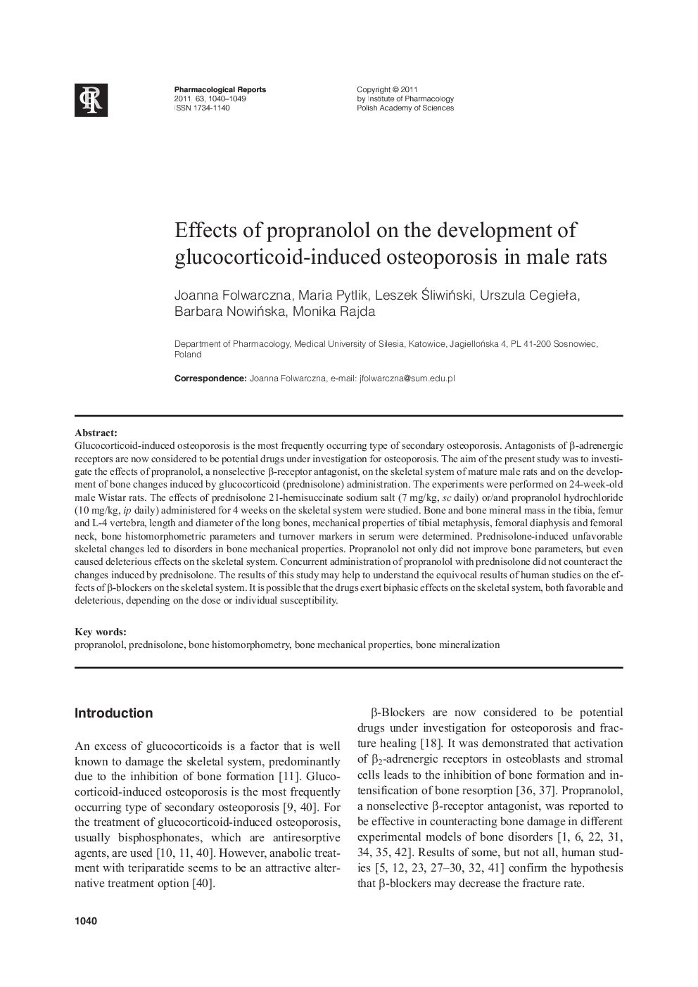 Effects of propranolol on the development of glucocorticoid-induced osteoporosis in male rats