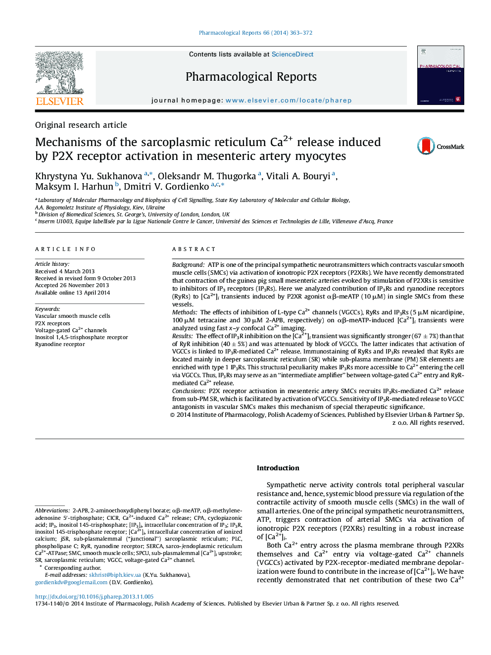 Mechanisms of the sarcoplasmic reticulum Ca2+ release induced by P2X receptor activation in mesenteric artery myocytes