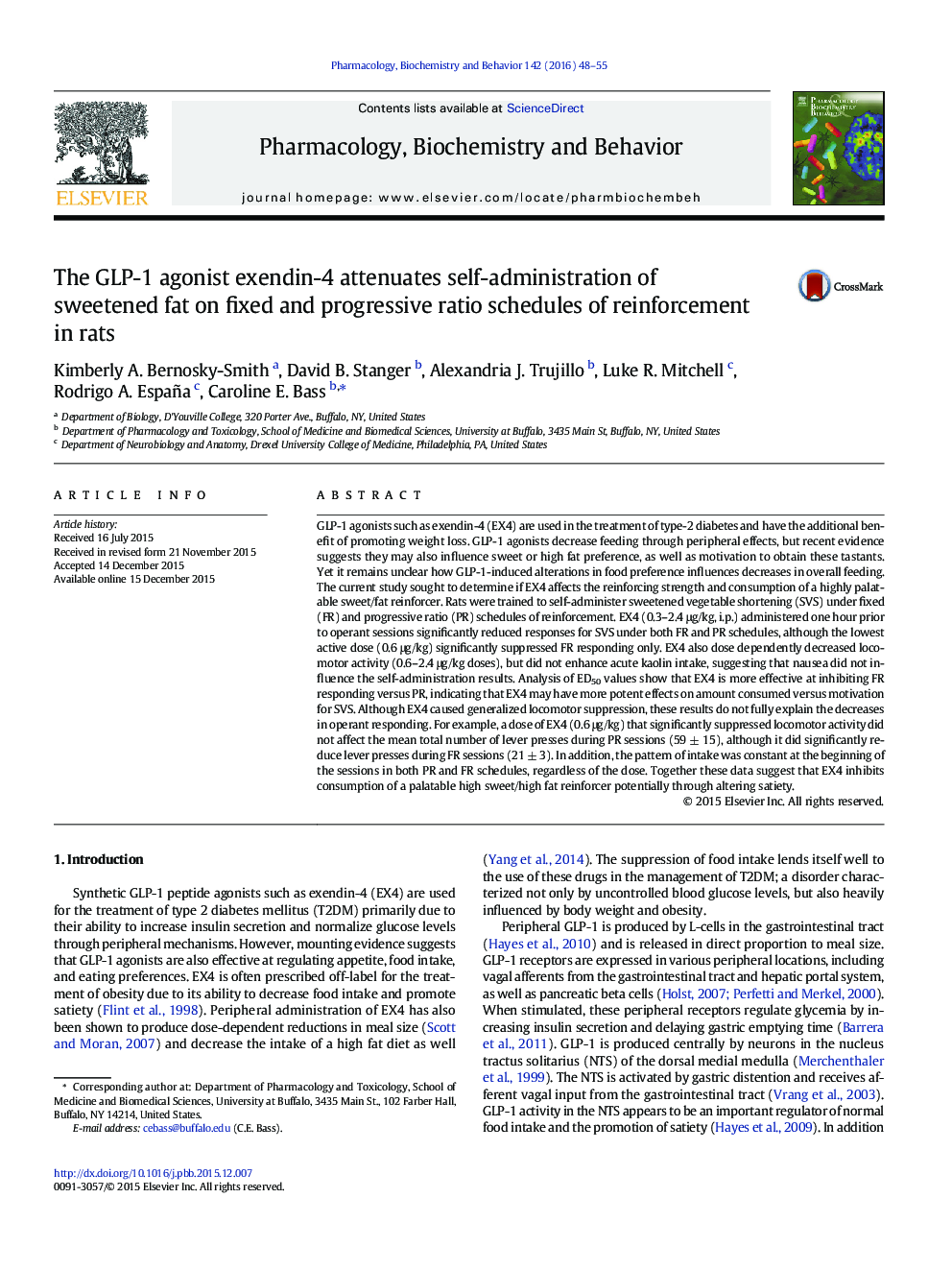 The GLP-1 agonist exendin-4 attenuates self-administration of sweetened fat on fixed and progressive ratio schedules of reinforcement in rats