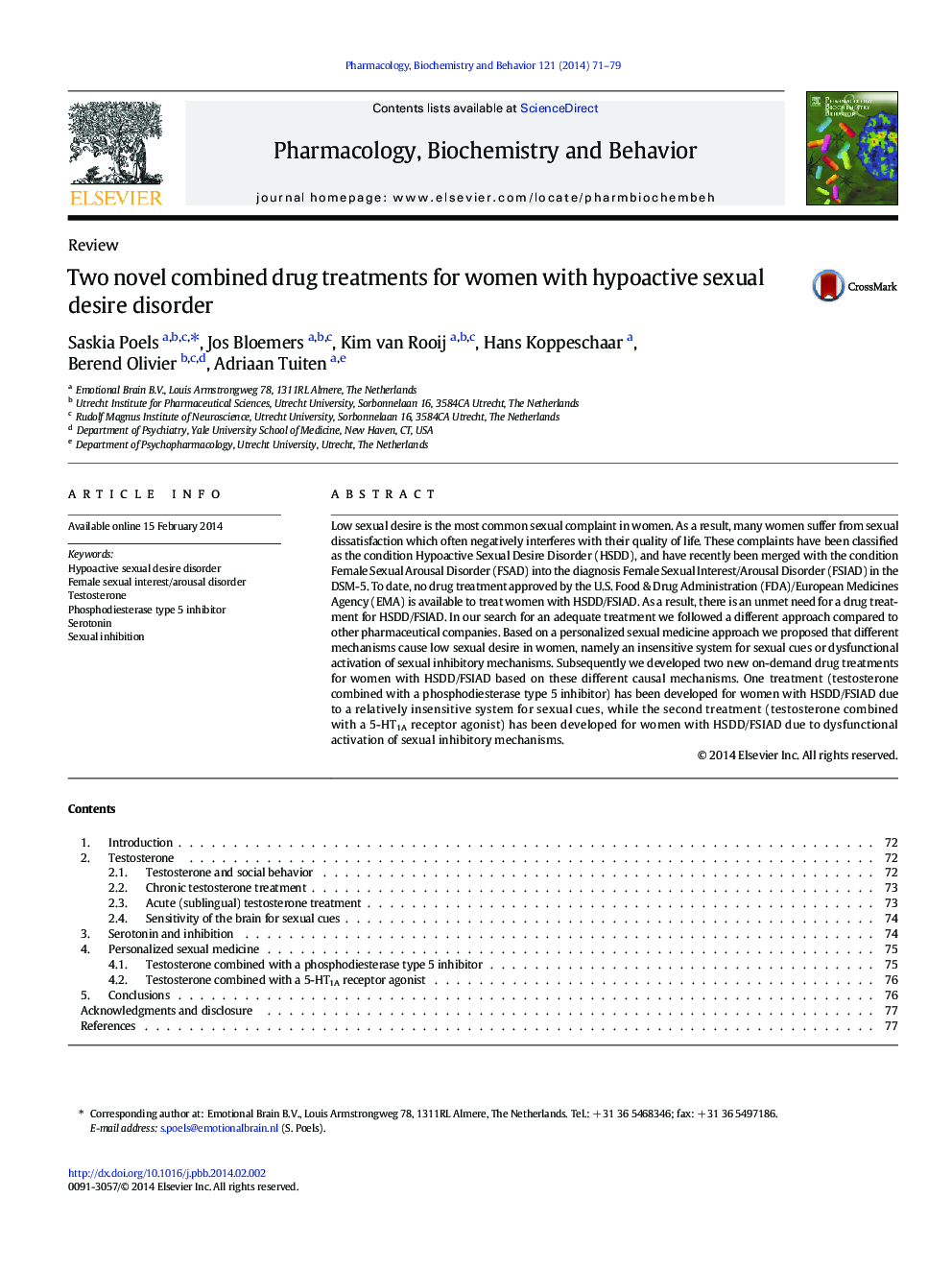 Two novel combined drug treatments for women with hypoactive sexual desire disorder