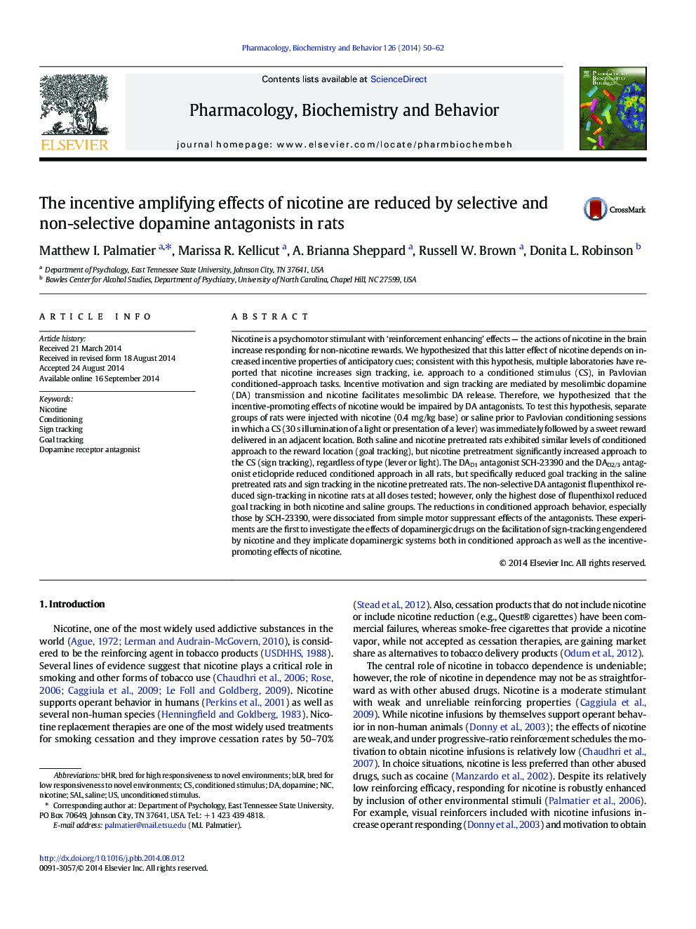 The incentive amplifying effects of nicotine are reduced by selective and non-selective dopamine antagonists in rats