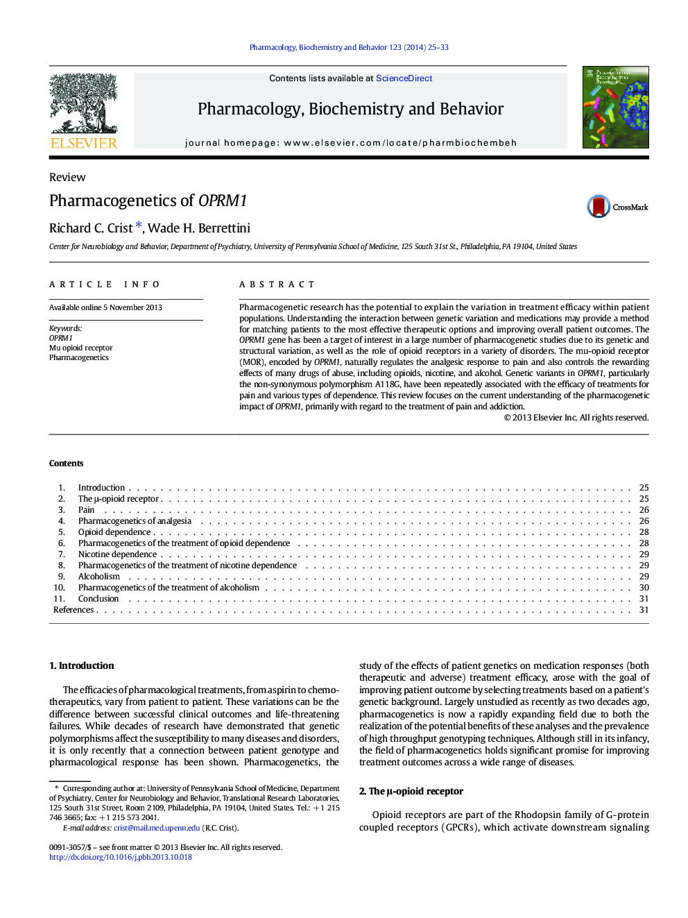 Pharmacogenetics of OPRM1