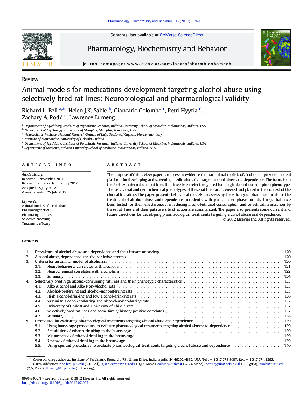 ReviewAnimal models for medications development targeting alcohol abuse using selectively bred rat lines: Neurobiological and pharmacological validity