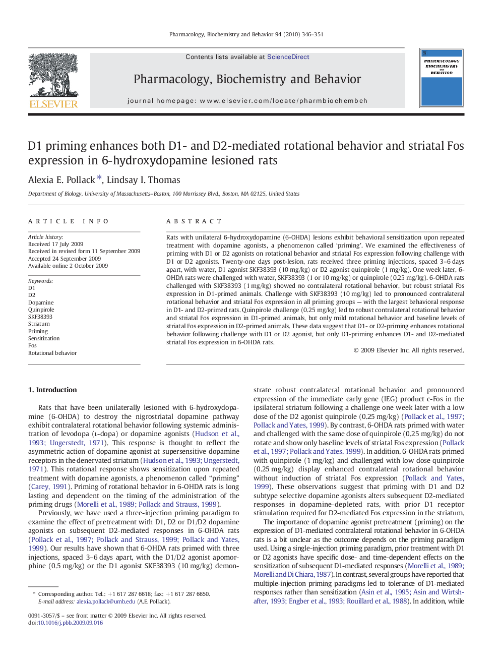 D1 priming enhances both D1- and D2-mediated rotational behavior and striatal Fos expression in 6-hydroxydopamine lesioned rats