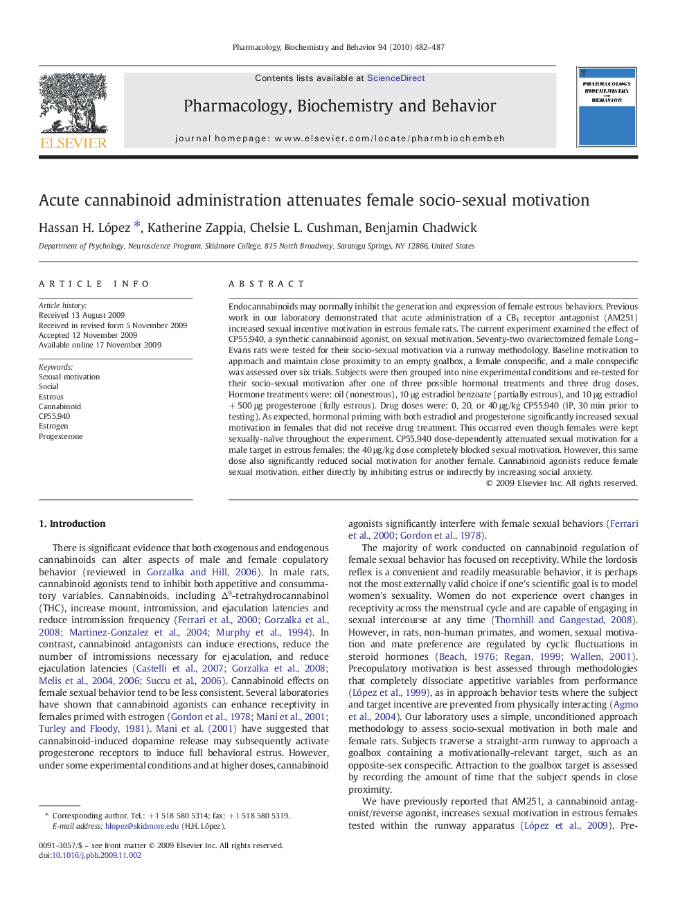 Acute cannabinoid administration attenuates female socio-sexual motivation