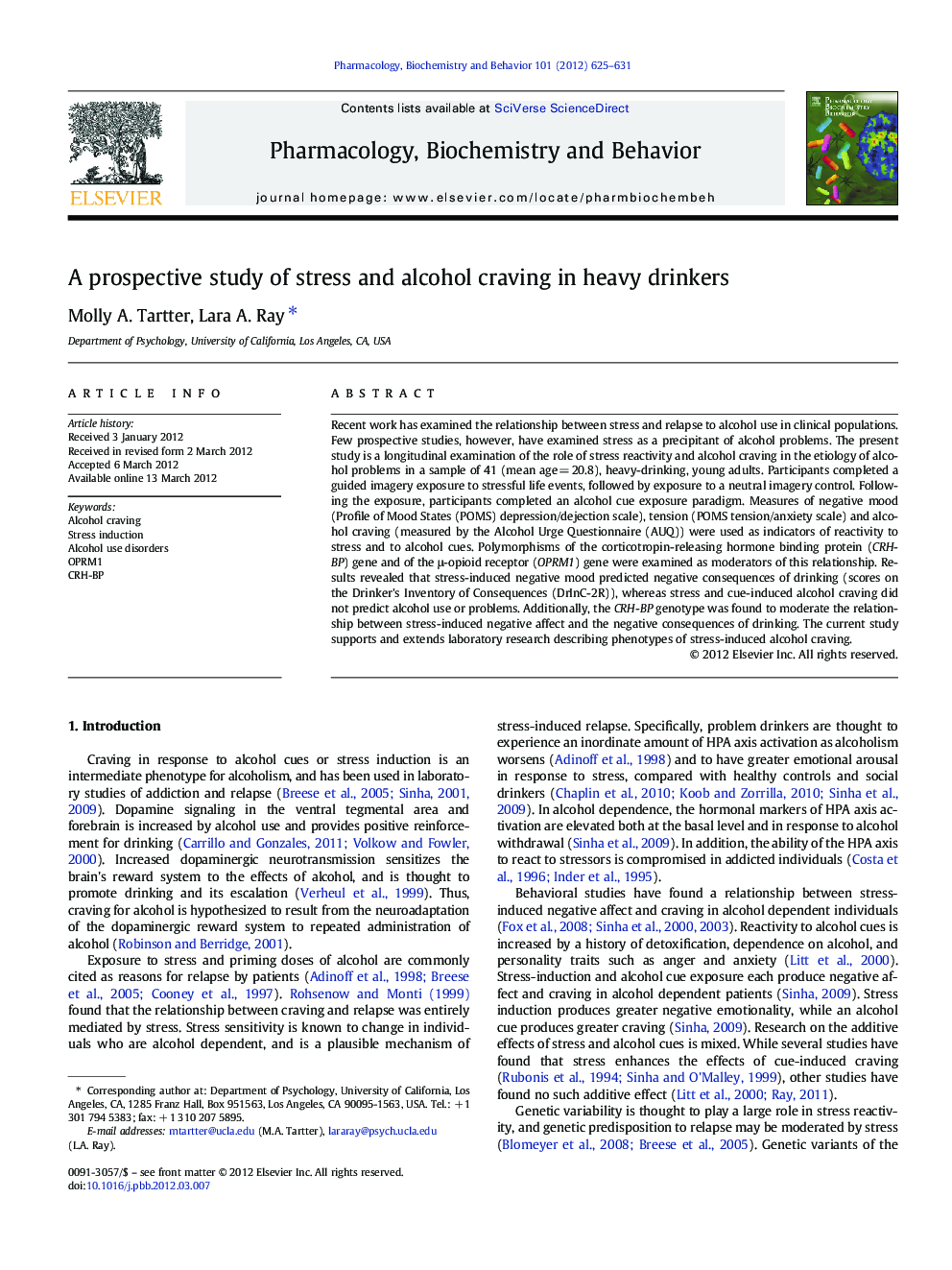 A prospective study of stress and alcohol craving in heavy drinkers