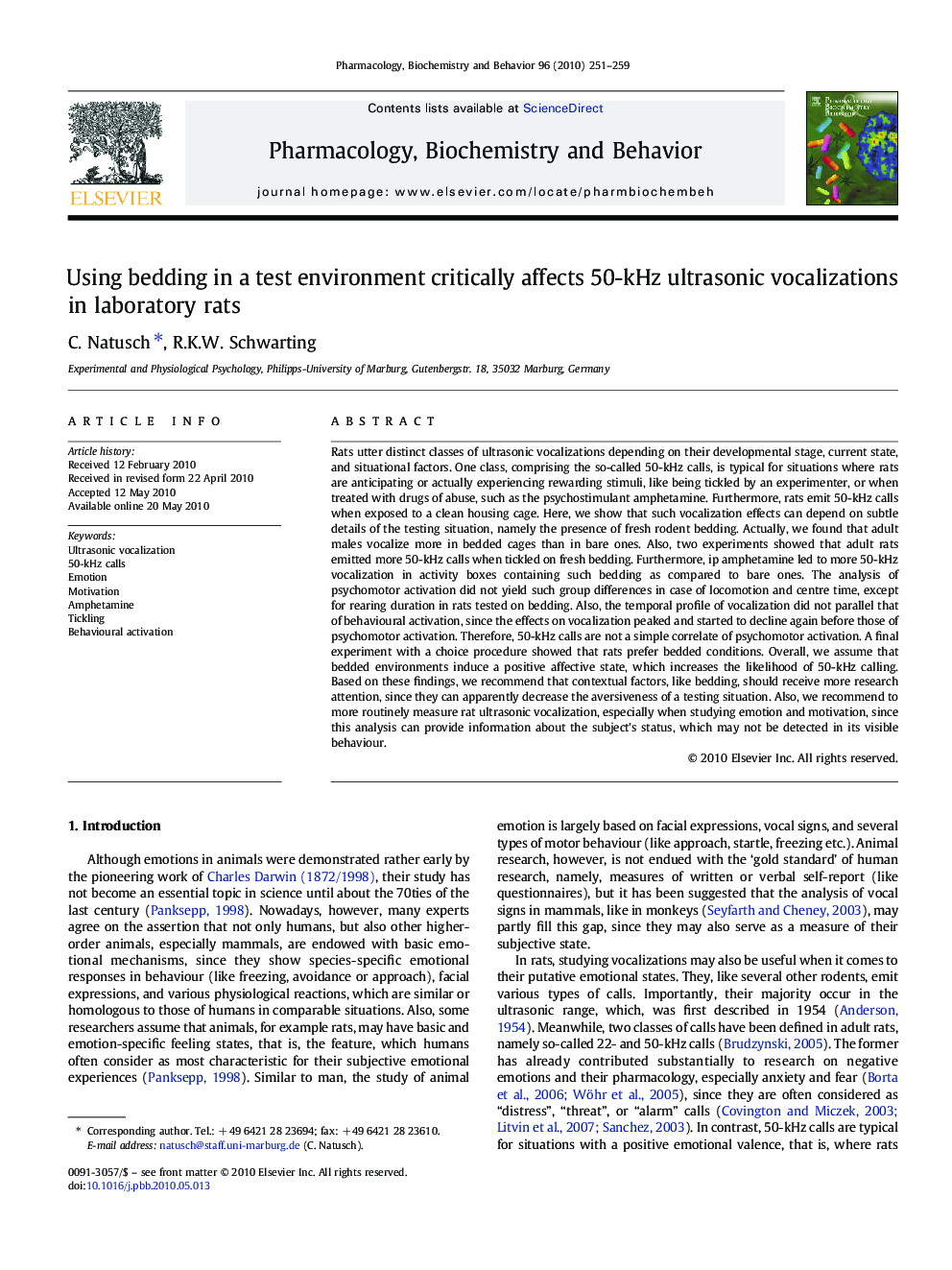 Using bedding in a test environment critically affects 50-kHz ultrasonic vocalizations in laboratory rats