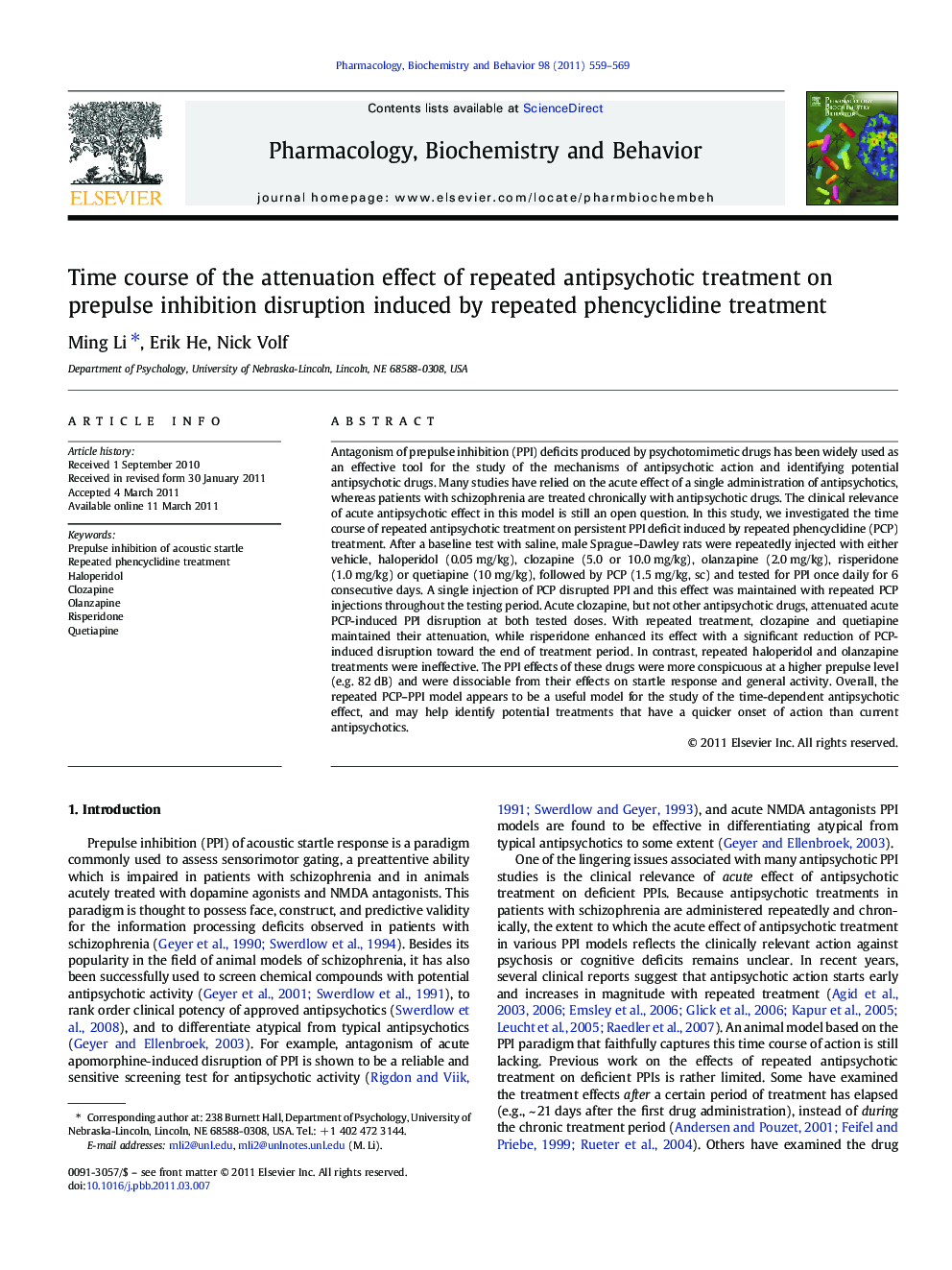 Time course of the attenuation effect of repeated antipsychotic treatment on prepulse inhibition disruption induced by repeated phencyclidine treatment