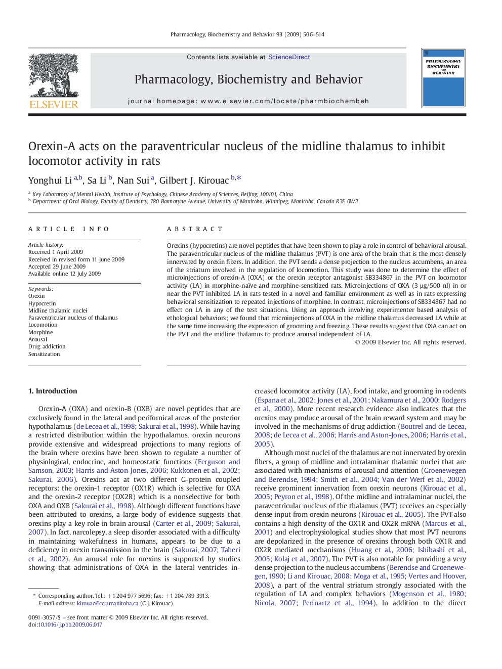 عکس صفحه اول مقاله: Orexin-A acts on the paraventricular nucleus of the midline thalamus to inhibit locomotor activity in rats Orexin-A acts on the paraventricular nucleus of the midline thalamus to inhibit locomotor activity in rats