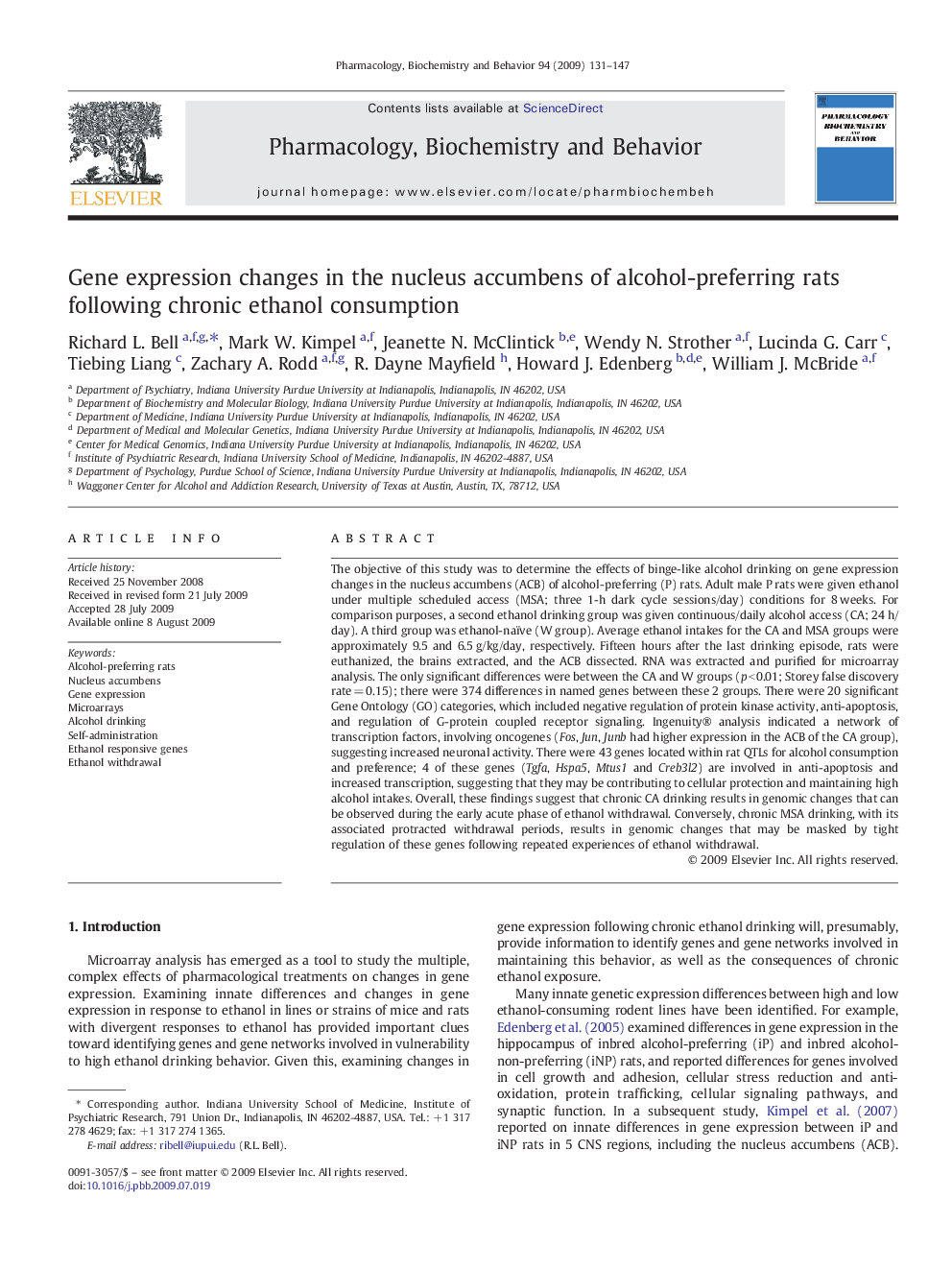 Gene expression changes in the nucleus accumbens of alcohol-preferring rats following chronic ethanol consumption