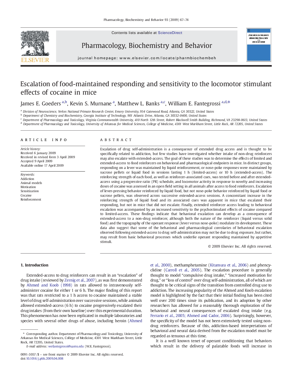 Escalation of food-maintained responding and sensitivity to the locomotor stimulant effects of cocaine in mice