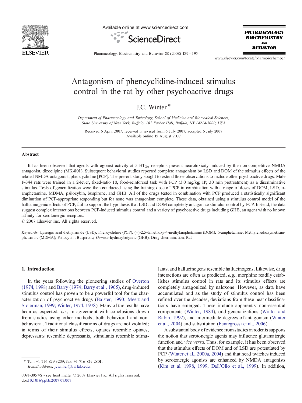 Antagonism of phencyclidine-induced stimulus control in the rat by other psychoactive drugs