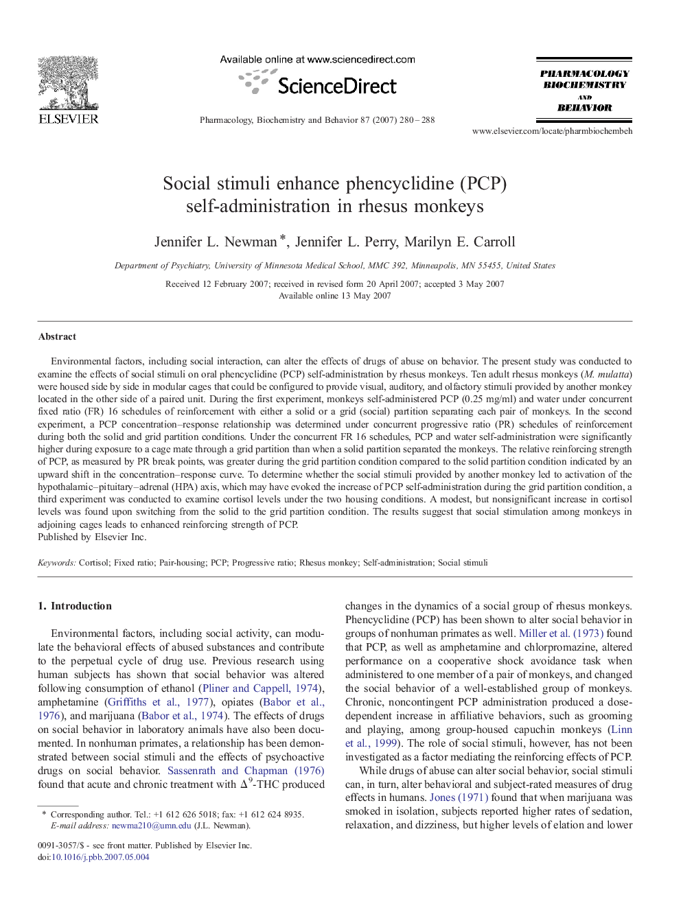 Social stimuli enhance phencyclidine (PCP) self-administration in rhesus monkeys