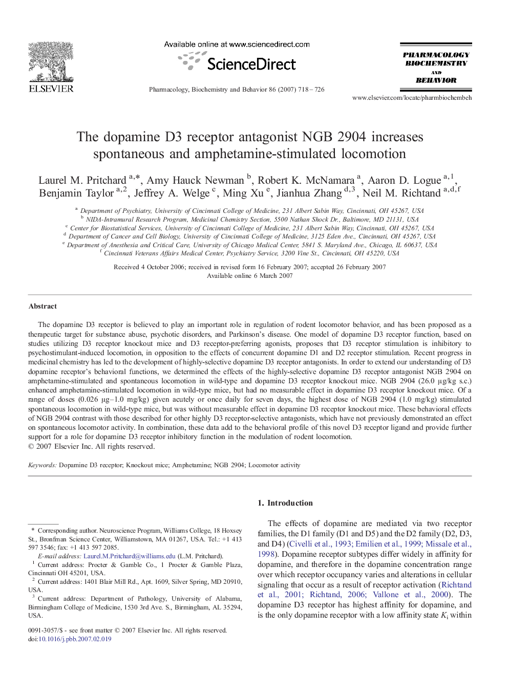 The dopamine D3 receptor antagonist NGB 2904 increases spontaneous and amphetamine-stimulated locomotion