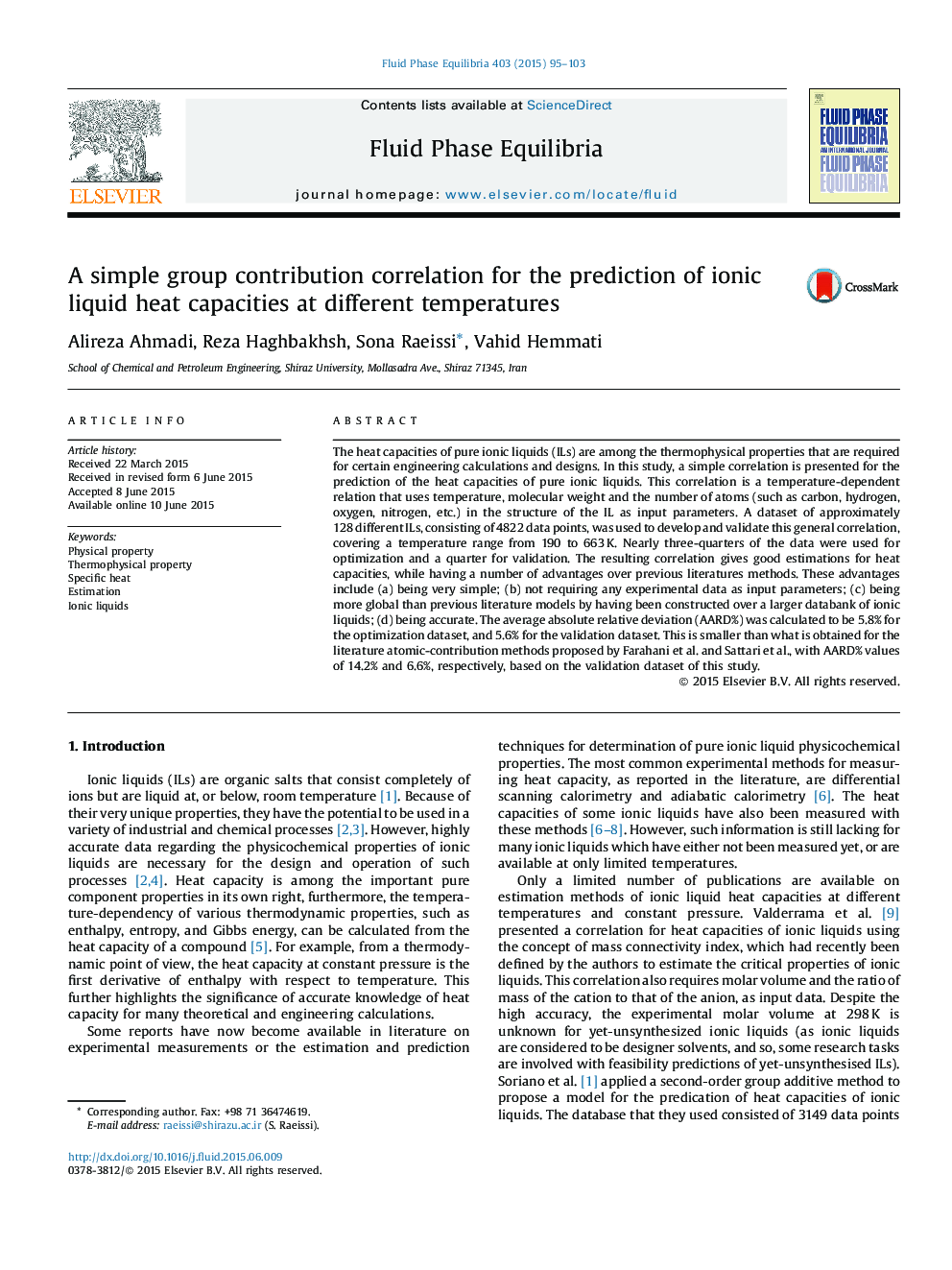 A simple group contribution correlation for the prediction of ionic liquid heat capacities at different temperatures