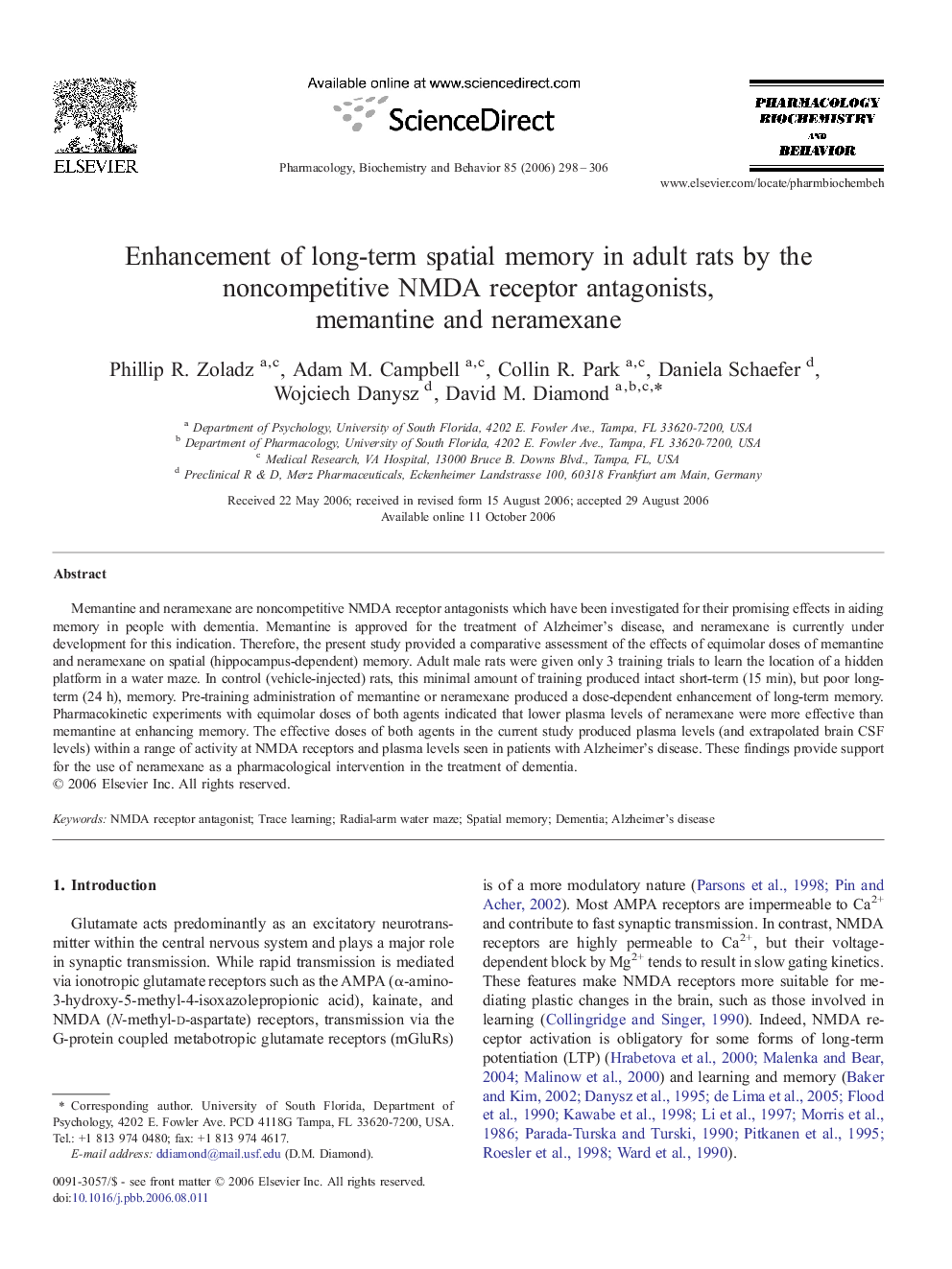 Enhancement of long-term spatial memory in adult rats by the noncompetitive NMDA receptor antagonists, memantine and neramexane